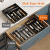 imageLifewit Silverware Drawer Organizer Tray Plastic Cutlery Storage for Kitchen Drawer Flatware and Utensil Holder Divider for Spoons Forks Knives Tableware 5 Compartment BlackBlack
