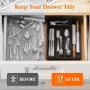 imageLifewit Silverware Drawer Organizer Tray Plastic Cutlery Storage for Kitchen Drawer Flatware and Utensil Holder Divider for Spoons Forks Knives Tableware 5 Compartment BlackBlack
