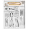 imageLifewit Silverware Drawer Organizer Tray Plastic Cutlery Storage for Kitchen Drawer Flatware and Utensil Holder Divider for Spoons Forks Knives Tableware 5 Compartment BlackWhite