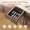 imageLifewit Silverware Drawer Organizer Tray Plastic Cutlery Storage for Kitchen Drawer Flatware and Utensil Holder Divider for Spoons Forks Knives Tableware 5 Compartment BlackBlack