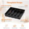 imageLifewit Silverware Drawer Organizer Tray Plastic Cutlery Storage for Kitchen Drawer Flatware and Utensil Holder Divider for Spoons Forks Knives Tableware 5 Compartment BlackBlack