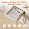 imageLifewit Silverware Drawer Organizer Tray Plastic Cutlery Storage for Kitchen Drawer Flatware and Utensil Holder Divider for Spoons Forks Knives Tableware 5 Compartment BlackWhite