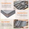 imageLifewit Silverware Drawer Organizer Tray Plastic Cutlery Storage for Kitchen Drawer Flatware and Utensil Holder Divider for Spoons Forks Knives Tableware 5 Compartment BlackGray