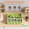 imageLifewit Silverware Drawer Organizer Tray Plastic Cutlery Storage for Kitchen Drawer Flatware and Utensil Holder Divider for Spoons Forks Knives Tableware 5 Compartment BlackGreen