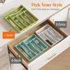 imageLifewit Silverware Drawer Organizer Tray Plastic Cutlery Storage for Kitchen Drawer Flatware and Utensil Holder Divider for Spoons Forks Knives Tableware 5 Compartment BlackGreen