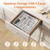 imageLifewit Silverware Drawer Organizer Tray Plastic Cutlery Storage for Kitchen Drawer Flatware and Utensil Holder Divider for Spoons Forks Knives Tableware 5 Compartment BlackWhite