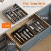 imageLifewit Silverware Drawer Organizer Tray Plastic Cutlery Storage for Kitchen Drawer Flatware and Utensil Holder Divider for Spoons Forks Knives Tableware 5 Compartment BlackGray