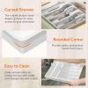 imageLifewit Silverware Drawer Organizer Tray Plastic Cutlery Storage for Kitchen Drawer Flatware and Utensil Holder Divider for Spoons Forks Knives Tableware 5 Compartment BlackWhite