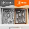 imageLifewit Silverware Drawer Organizer Tray Plastic Cutlery Storage for Kitchen Drawer Flatware and Utensil Holder Divider for Spoons Forks Knives Tableware 5 Compartment BlackGray