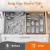 imageLifewit Silverware Drawer Organizer Tray Plastic Cutlery Storage for Kitchen Drawer Flatware and Utensil Holder Divider for Spoons Forks Knives Tableware 5 Compartment BlackGray