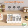 imageLifewit Silverware Drawer Organizer Tray Plastic Cutlery Storage for Kitchen Drawer Flatware and Utensil Holder Divider for Spoons Forks Knives Tableware 5 Compartment BlackWhite