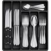 imageLifewit Silverware Drawer Organizer Tray Plastic Cutlery Storage for Kitchen Drawer Flatware and Utensil Holder Divider for Spoons Forks Knives Tableware 5 Compartment BlackBlack
