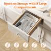 imageLifewit Silverware Drawer Organizer Tray Plastic Cutlery Storage for Kitchen Drawer Flatware and Utensil Holder Divider for Spoons Forks Knives Tableware 5 Compartment BlackWhite