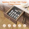imageLifewit Silverware Drawer Organizer Tray Plastic Cutlery Storage for Kitchen Drawer Flatware and Utensil Holder Divider for Spoons Forks Knives Tableware 5 Compartment BlackGray