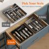 imageLifewit Silverware Drawer Organizer Tray Plastic Cutlery Storage for Kitchen Drawer Flatware and Utensil Holder Divider for Spoons Forks Knives Tableware 5 Compartment BlackBlack