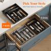 imageLifewit Silverware Drawer Organizer Tray Plastic Cutlery Storage for Kitchen Drawer Flatware and Utensil Holder Divider for Spoons Forks Knives Tableware 5 Compartment BlackBlack