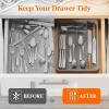 imageLifewit Silverware Drawer Organizer Tray Plastic Cutlery Storage for Kitchen Drawer Flatware and Utensil Holder Divider for Spoons Forks Knives Tableware 5 Compartment BlackGray
