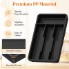 imageLifewit Silverware Drawer Organizer Tray Plastic Cutlery Storage for Kitchen Drawer Flatware and Utensil Holder Divider for Spoons Forks Knives Tableware 5 Compartment BlackBlack