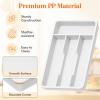 imageLifewit Silverware Drawer Organizer Tray Plastic Cutlery Storage for Kitchen Drawer Flatware and Utensil Holder Divider for Spoons Forks Knives Tableware 5 Compartment BlackWhite