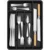 imageLifewit Silverware Drawer Organizer Tray Plastic Cutlery Storage for Kitchen Drawer Flatware and Utensil Holder Divider for Spoons Forks Knives Tableware 5 Compartment BlackBlack