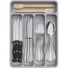 imageLifewit Silverware Drawer Organizer Tray Plastic Cutlery Storage for Kitchen Drawer Flatware and Utensil Holder Divider for Spoons Forks Knives Tableware 5 Compartment BlackGray