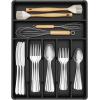imageLifewit Silverware Drawer Organizer Tray Plastic Cutlery Storage for Kitchen Drawer Flatware and Utensil Holder Divider for Spoons Forks Knives Tableware 5 Compartment BlackBlack