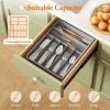 imageLifewit Silverware Drawer Organizer Tray Plastic Cutlery Storage for Kitchen Drawer Flatware and Utensil Holder Divider for Spoons Forks Knives Tableware 5 Compartment BlackGray