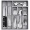 imageLifewit Silverware Drawer Organizer Tray Plastic Cutlery Storage for Kitchen Drawer Flatware and Utensil Holder Divider for Spoons Forks Knives Tableware 5 Compartment BlackGray