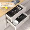 imageLifewit Silverware Drawer Organizer and Utensil Organizer Set Expandable Cooking Cutlery Tray for Kitchen Adjustable Plastic Flatware Holder Storage Divider for Spoons Forks Knives Large BlackBlack