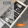 imageLifewit Silverware Drawer Organizer and Utensil Organizer Set Expandable Cooking Cutlery Tray for Kitchen Adjustable Plastic Flatware Holder Storage Divider for Spoons Forks Knives Large BlackBlack