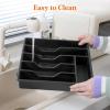 imageLifewit Silverware Organizer with Lid Covered Utensil Tray for Kitchen Drawer and Countertop Plastic Cutlery and Flatware Storage Box for Spoons Forks Knives Holder Case 5 Compartments GrayBlack