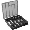 imageLifewit Silverware Organizer with Lid Covered Utensil Tray for Kitchen Drawer and Countertop Plastic Cutlery and Flatware Storage Box for Spoons Forks Knives Holder Case 5 Compartments GrayBlack