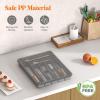 imageLifewit Silverware Organizer with Lid Covered Utensil Tray for Kitchen Drawer and Countertop Plastic Cutlery and Flatware Storage Box for Spoons Forks Knives Holder Case 5 Compartments GrayGray