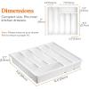 imageLifewit Silverware Organizer with Lid Covered Utensil Tray for Kitchen Drawer and Countertop Plastic Cutlery and Flatware Storage Box for Spoons Forks Knives Holder Case 5 Compartments GrayWhite