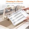 imageLifewit Silverware Organizer with Lid Covered Utensil Tray for Kitchen Drawer and Countertop Plastic Cutlery and Flatware Storage Box for Spoons Forks Knives Holder Case 5 Compartments GrayWhite