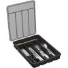 imageLifewit Silverware Organizer with Lid Covered Utensil Tray for Kitchen Drawer and Countertop Plastic Cutlery and Flatware Storage Box for Spoons Forks Knives Holder Case 5 Compartments GrayBlack