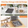 imageLifewit Silverware Organizer with Lid Covered Utensil Tray for Kitchen Drawer and Countertop Plastic Cutlery and Flatware Storage Box for Spoons Forks Knives Holder Case 5 Compartments GrayGray