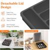 imageLifewit Silverware Organizer with Lid Covered Utensil Tray for Kitchen Drawer and Countertop Plastic Cutlery and Flatware Storage Box for Spoons Forks Knives Holder Case 5 Compartments GrayBlack