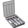 imageLifewit Silverware Organizer with Lid Covered Utensil Tray for Kitchen Drawer and Countertop Plastic Cutlery and Flatware Storage Box for Spoons Forks Knives Holder Case 5 Compartments GrayGray