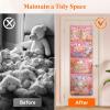 imageLifewit Stuffed Animal Storage for Door Up to 17quot Thick 1 Pack Over the Door Organizer with 5 Expandable Mesh Pockets Breathable Oxford Fabric Hanging Kid Plush Baby Toy Holder for Nursery WhitePink