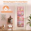 imageLifewit Stuffed Animal Storage for Door Up to 17quot Thick 1 Pack Over the Door Organizer with 5 Expandable Mesh Pockets Breathable Oxford Fabric Hanging Kid Plush Baby Toy Holder for Nursery WhitePink