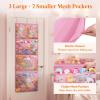 imageLifewit Stuffed Animal Storage for Door Up to 17quot Thick 1 Pack Over the Door Organizer with 5 Expandable Mesh Pockets Breathable Oxford Fabric Hanging Kid Plush Baby Toy Holder for Nursery WhitePink