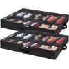 imageLifewit Under Bed Shoe Storage Organizer Set of 2 43 Inches Tall Low Profile Fabric Shoes Container Box with Clear Cover Foldable Storage Bag with 2 Handles Total Fits 24 Pairs of Shoes GreyBlack