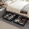 imageLifewit Under Bed Shoe Storage Organizer Set of 2 43 Inches Tall Low Profile Fabric Shoes Container Box with Clear Cover Foldable Storage Bag with 2 Handles Total Fits 24 Pairs of Shoes GreyBlack