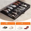 imageLifewit Under Bed Shoe Storage Organizer Set of 2 43 Inches Tall Low Profile Fabric Shoes Container Box with Clear Cover Foldable Storage Bag with 2 Handles Total Fits 24 Pairs of Shoes GreyBlack