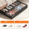 imageLifewit Under Bed Shoe Storage Organizer Set of 2 43 Inches Tall Low Profile Fabric Shoes Container Box with Clear Cover Foldable Storage Bag with 2 Handles Total Fits 24 Pairs of Shoes GreyBlack