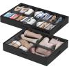 imageLifewit Under Bed Shoe Storage Organizer Set of 2 43 Inches Tall Low Profile Fabric Shoes Container Box with Clear Cover Foldable Storage Bag with 2 Handles Total Fits 24 Pairs of Shoes GreyBlack