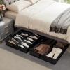 imageLifewit Under Bed Shoe Storage Organizer Set of 2 43 Inches Tall Low Profile Fabric Shoes Container Box with Clear Cover Foldable Storage Bag with 2 Handles Total Fits 24 Pairs of Shoes GreyBlack