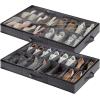 imageLifewit Under Bed Shoe Storage Organizer Set of 2 43 Inches Tall Low Profile Fabric Shoes Container Box with Clear Cover Foldable Storage Bag with 2 Handles Total Fits 24 Pairs of Shoes GreyGray