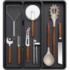 imageLifewit Utensil Drawer Organizer Expendable Cooking Silverware Tray for Kitchen Drawer Adjustable Cutlery Flatware Holder Plastic Spatula Tools and Gadgets Storage Divider 4 Compartments BlackBlack